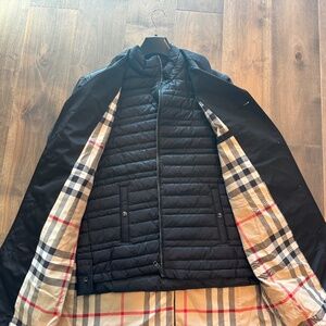 New Men's Black Burberry Trench Coat with Puffer Vest. Size 56 (US Size 46).
